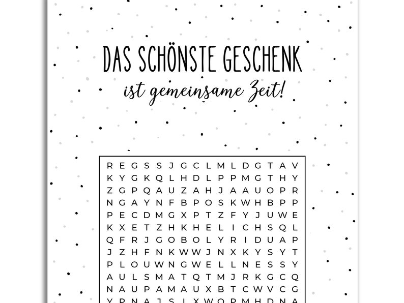 Personalisierter Gutschein, Rätsel mit versteckten Begriffen, Kreatives Geschenk, Personalisierbar Individuell, Zeit schenken image 1