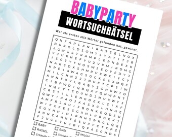 Babyparty Spiel, Wortsuchrätsel, Babyshower Spiele Deutsch, Digitaler Download, Baby Party Ideen