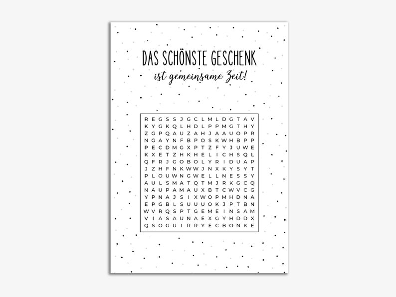 Personalisierter Gutschein, Rätsel mit versteckten Begriffen, Kreatives Geschenk, Personalisierbar Individuell, Zeit schenken image 3