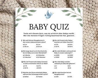 Babyparty Quiz auf Deutsch, Baby Shower Party Spiel zum Ausdrucken, Sofort Download