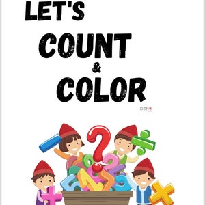 Printable Preschool, Number Coloring Pages (1-10) Coloring Activity book, Kindergarten Homeschool Worksheet Activity, Color and Count