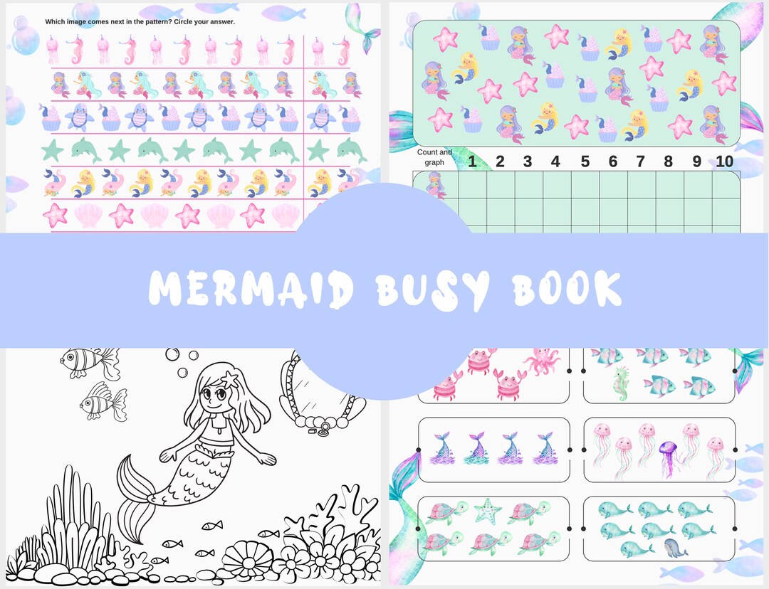Mermaid Preschool Worksheets Mermaid Birthday Busy Book - Etsy