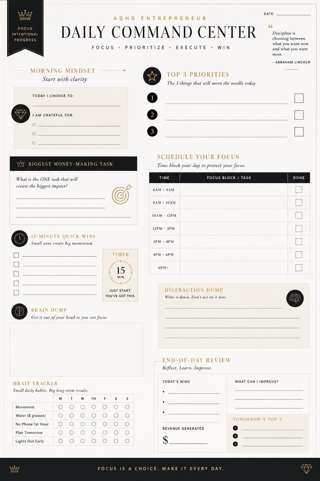 ADHD Entrepreneur Planner | Daily Productivity Planner | Executive ...