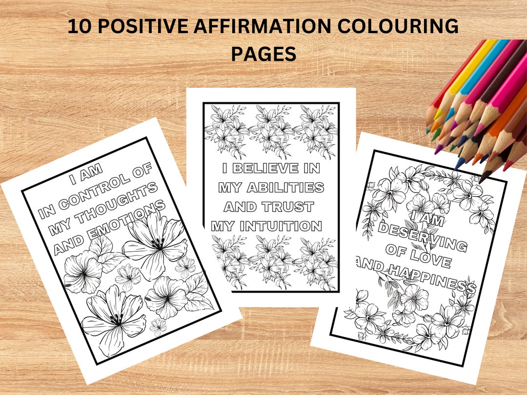 Positive Affirmation Colouring Pages Printable Colouring - Etsy