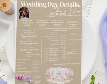 Elegant Wedding Day Timeline Template (Digital Download)