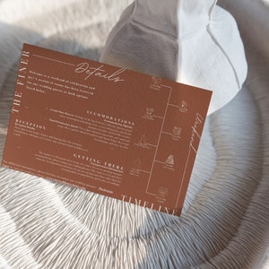Modern Terracotta Wedding Details Card Printable Details Template Minimalistic Details Card Fall DIY The Details Template Instant Download