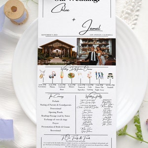 Modern Minimalist Wedding Program Template Digital Printable Ceremony Program Download Wedding Timeline Editable Custom Program Template