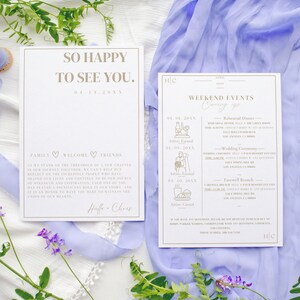 Wedding Welcome Letter & Timeline Card Minimalist Order of Events Welcome Bag Card Editable Wedding Timeline Wedding Weekend Events Template