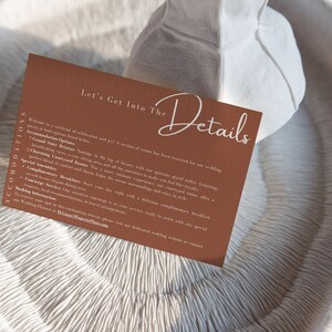 Modern Terracotta Wedding Details Card Printable Details Template Minimalistic Details Card Fall DIY The Details Template Instant Download