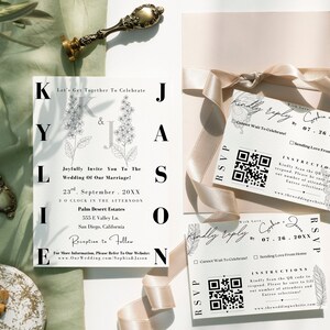 QR Response Card Template Wedding Invitation QR Code Elegant Response Card Design Modern Wedding QR Code Customizable qr Code Invitation