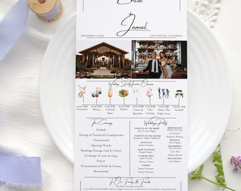 Minimalist Wedding Program Template, Modern Ceremony Timeline (Digital Download)