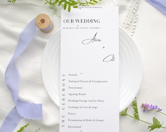 Minimalist Wedding Program Template | Editable Ceremony Timeline (Digital Download)
