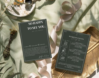 Sage Green Wedding Welcome Letter & Timeline (Digital Download)