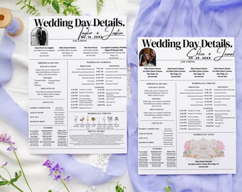 Elegant Wedding Day Timeline Template, DIY Itinerary (Digital Download)