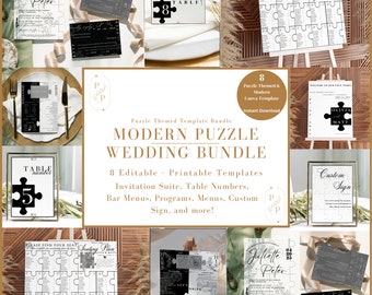 Puzzle Wedding Invitation Suite, Seating Chart Template (Digital Download)