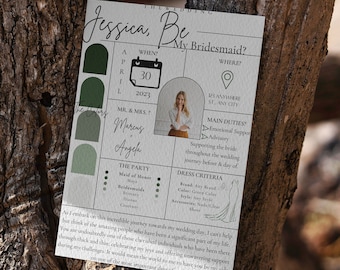 Customizable Bridesmaid Proposal Card, Modern Bridal (Digital Download)