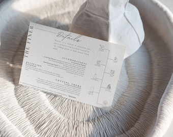 Modern Wedding Details Card Template, Minimalist DIY (Digital Download)
