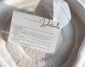 Modern Wedding Details Card Template, Minimalist (DIY Printable)