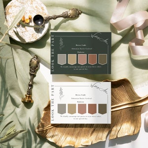 Pode incluir: Conjunto de convites de casamento com o tema Bohemian Rustic Cocktail. O design apresenta uma paleta de cores de tons neutros, incluindo cinza, bege e marrom. Elementos decorativos: bandeja de folha dourada, colher vintage e selo de cera.