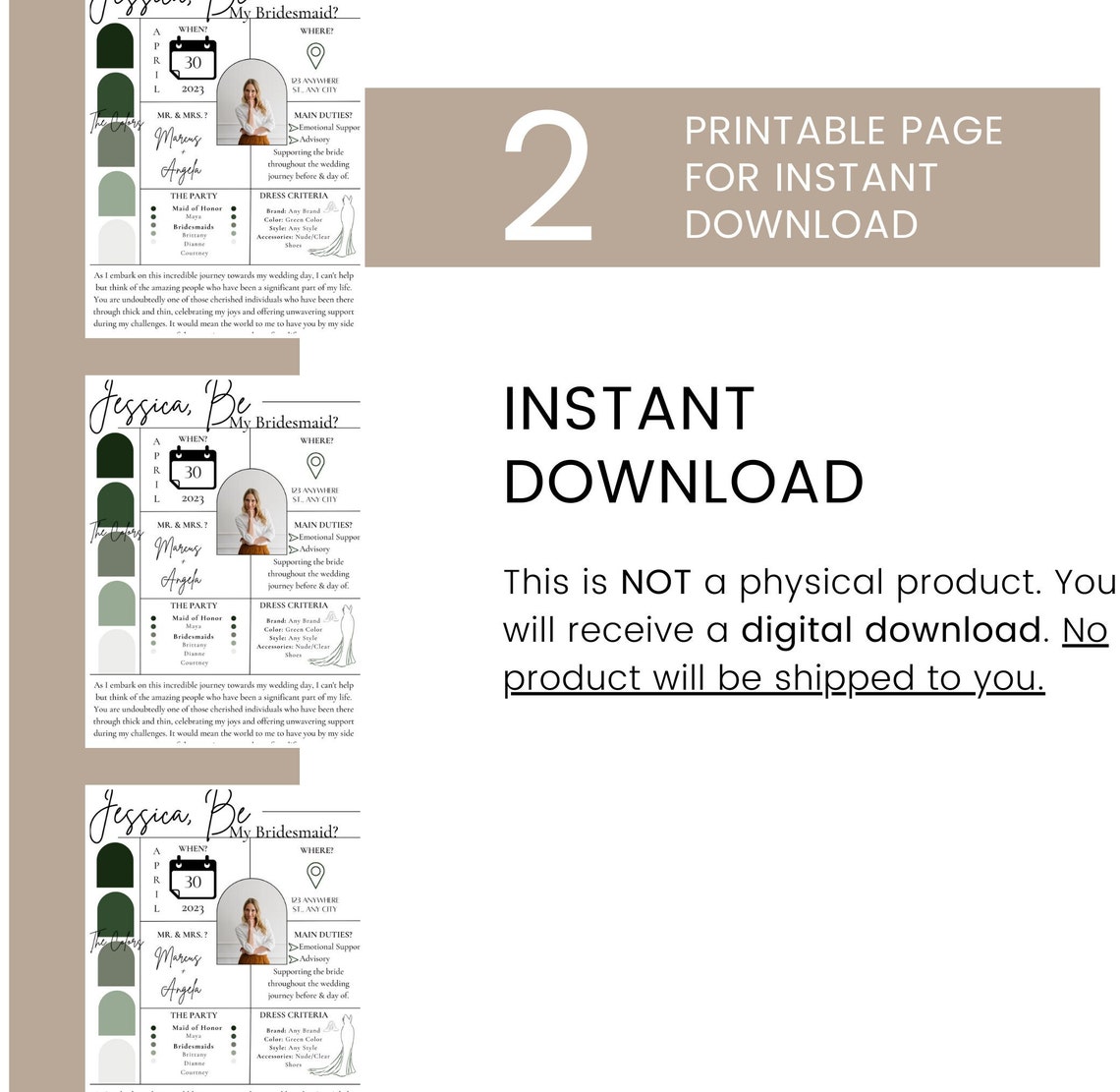 Customizable Bridesmaid Proposal Card Printable Bridal Party Template ...