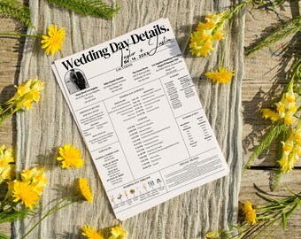 Elegant Wedding Day Timeline Template, Minimalist Itinerary (Digital Download)