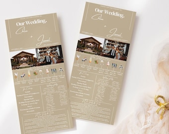 Minimalist Wedding Program Template, Custom Ceremony Timeline (Digital Download)