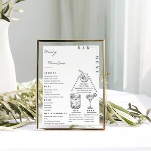 Minimalist Modern Wedding Bar Menu Printable Bar Menu Sign Editable Wedding Drink Sign Instant Download Let&#39;s Toast Bar Menu Template 8x10