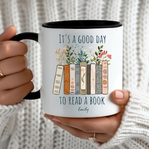 Custom Bookshelf Floral mug, Personalized book Mug, Gift for Bookworm Readers, Bookish Merch for Librarian, Book Lover mug, Gift for Readers