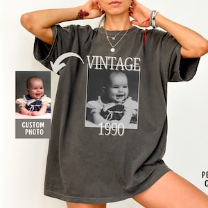 Comfort Colors® Custom Vintage Birthday Shirt Personalized Photo & Year T-Shirt Retro Birthday Gift Throwback Shirt Birthday Photo Shirt 90s