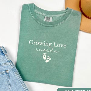 Comfort Colors® Pregnancy T-shirt, Growing Love Inside Shirt, Pregnancy Announcement Gift, Maternity Tee, Baby Bump Shirt, Mom-to-Be Shirt.