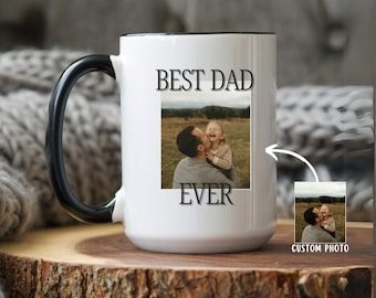 Personalized Photo Mug For Dad, kids Picture Gift For Daddy, Fathers Day Coffee Cup