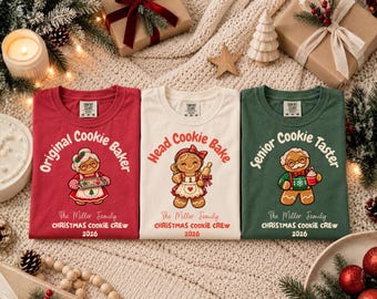 Matching Xmas Shirts Family Cookie Recipe, Personalized Family Christmas Tee, Christmas Baking Crew Shirt, Kids Baby Christmas Morning Tee