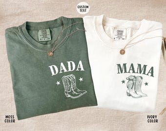 Comfort Colors® First Rodeo Birthday Shirt, Western Cowboy Cowgirl Matching Family Outfit, Personalized Mama Daddy Gift Tee