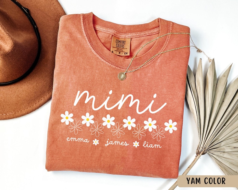 Comfort Colors® Mimi Shirt with Grandkids Names, Daisy Flower Mimi Shirt, Floral Mimi Gifts, Custom Kids Names Grandma Shirt, Mimi Birthday image 4