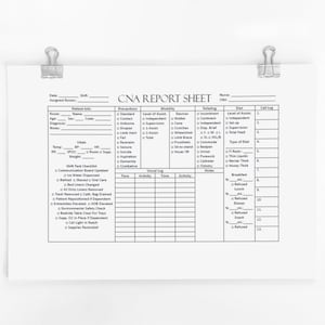 CNA Report Sheet (6-15 Patients)