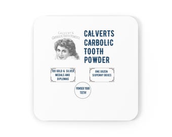 Vintage Calvert's Carbolic Tooth Powder Cork Back Coaster Quack Medicine