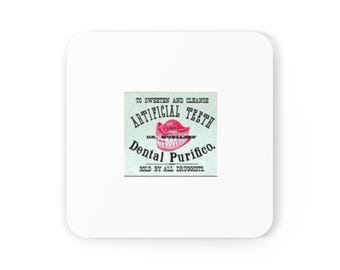 Artificial Teeth Dental Purifico. Cork Back Coaster Quack Medicine