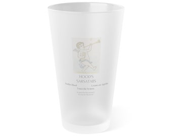 Vintage Hood's Sarsatabs Frosted Pint Glass Quack Medicine