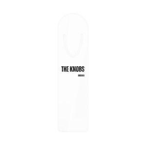 May include: White bookmark with a rounded top and a loop. The text "THE KNOBS INDIANA" is printed in black, centered on the bookmark. The bookmark is a simple, clean design.