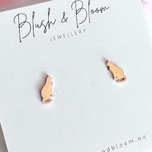 Mini Cat Rose Gold Studs Minimalist Earrings Cat Lovers Gift