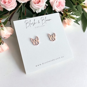 Mini Frenchie Rose Gold Studs French Bull dog earrings Dog lovers Earrings Minimalist