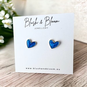 Mini Pearly Blue Heart Studs