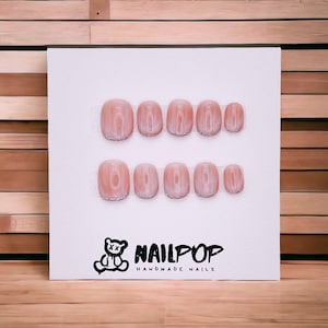 Sparkling Elegance - Hand Painted Press On Nails Glue On, False Gel Press-on, 3D Acrylic Nail Cute Gift for Her, Square