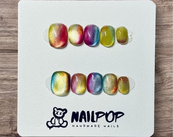 Prismatic Bliss: Rainbow Glow - Short, Square, Multi-Color