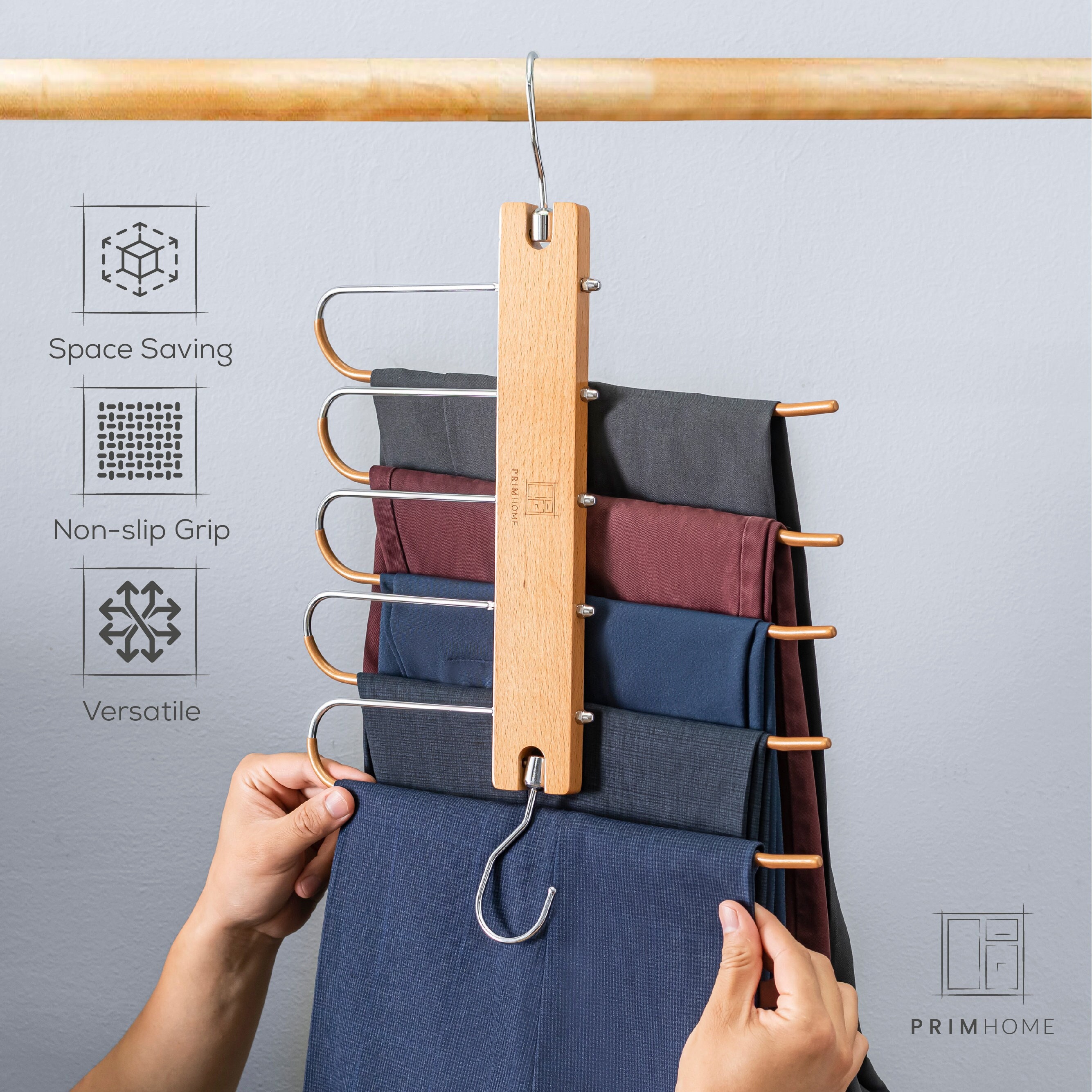 MORALVE Space Saving Hangers for Closet Organizer - 4 Pack European Beechwood Shirt Organizer for Closet - Space Saver Hangers for Clothes - Closet