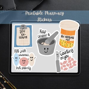 Cute Rx Sticker Printable Pharmacy Sticker Pack, Digital Download PNG, Cute Kawaii ...