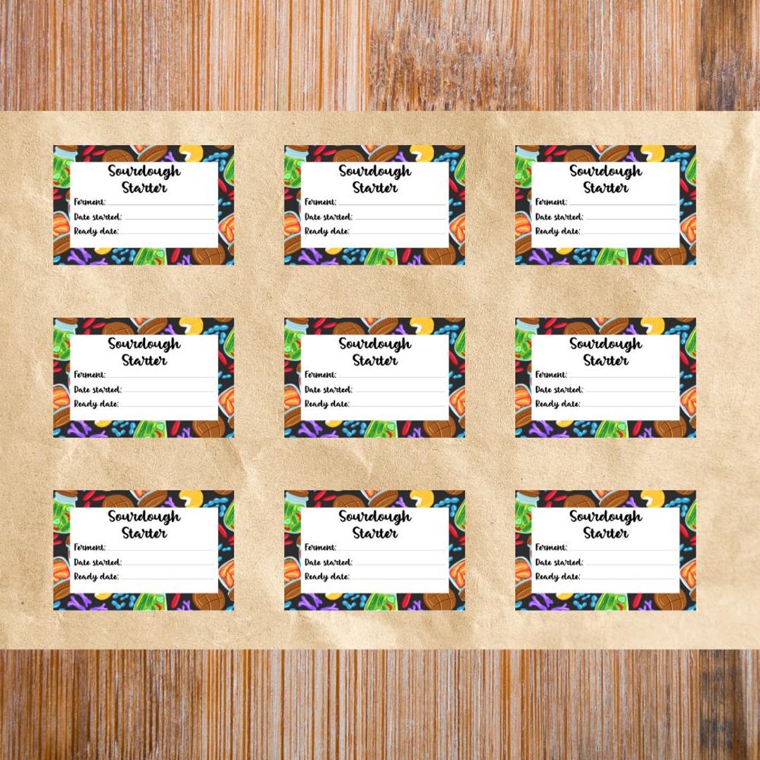 Starter Labels Printable Sourdough Starter Labels Fermentation Jar Tags Digital ...