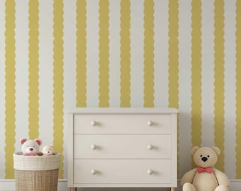 Abnehmbare Tapete mit pastellgelbem Muschelmuster: Wanddekoration fürs Kinderzimmer