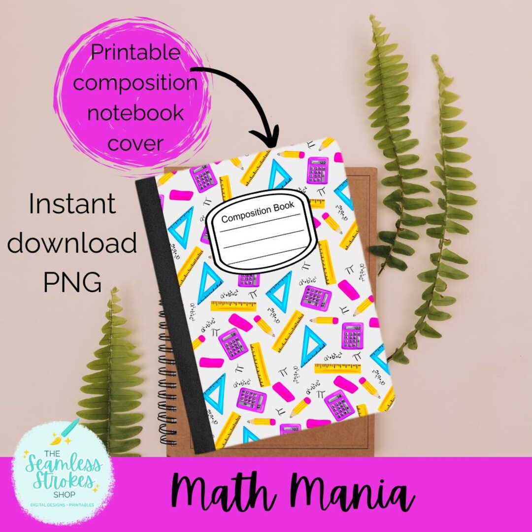 Printable Composition Notebook Cover PNG, Back to School Notebook Wrap ...