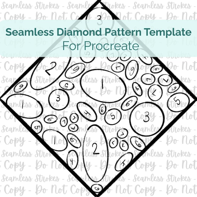 Seamless diamond pattern template for Procreate, Create your own pattern PNG, Seamless pattern layout, Hand drawn layout, Digital download image 1